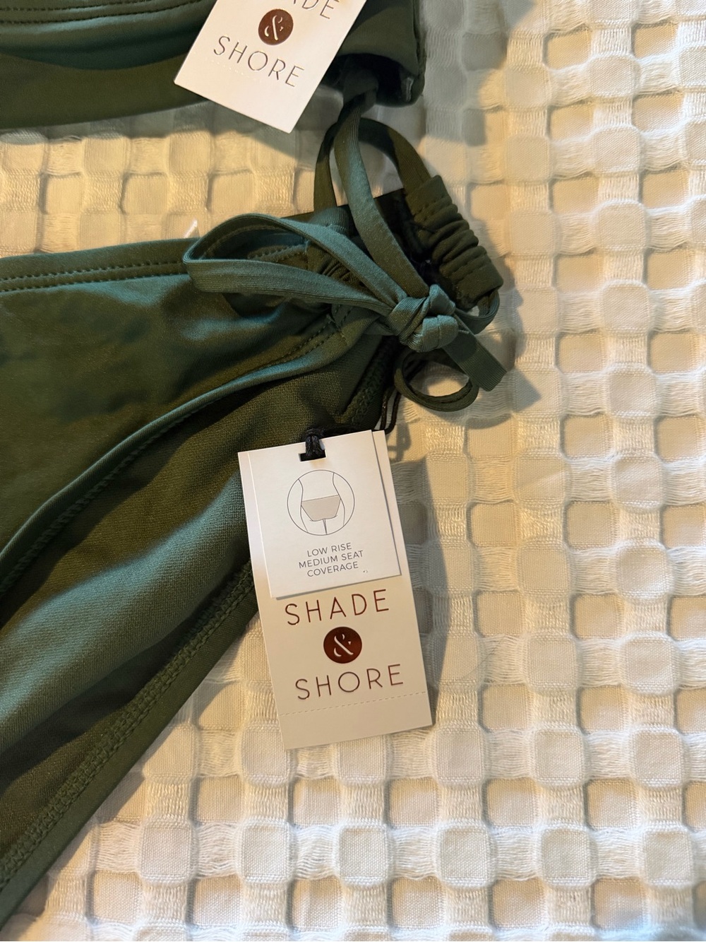 Shade & Shore Olive Green Bikini Set 34D / Small Bottoms - Picture 3 of 4
